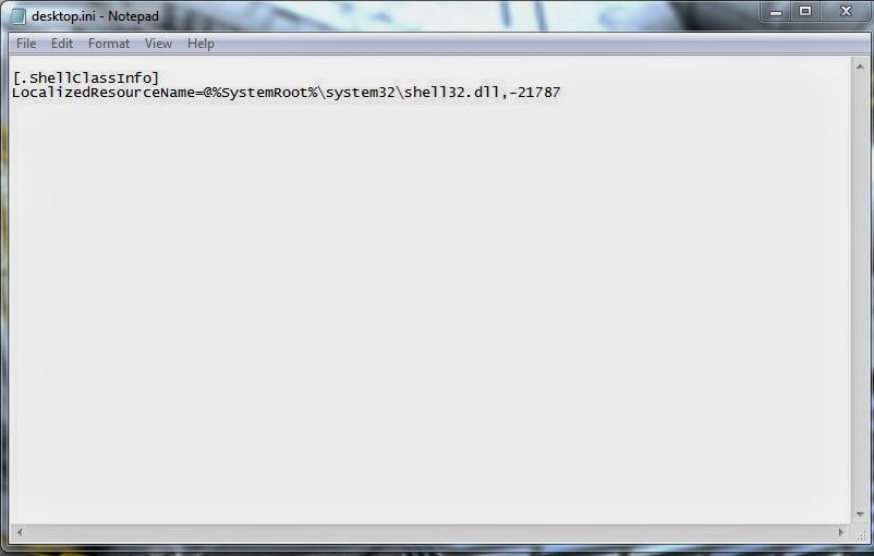 Cara menghilangkan [.ShellClassInfo] LocalizedResourceName=SystemRoot